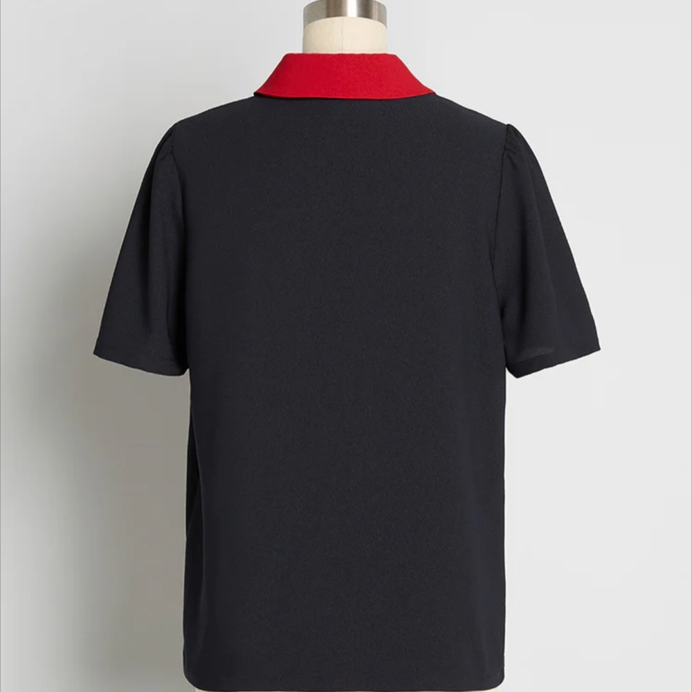 Modcloth Black Top with Red Accent - Picture 2 of 8